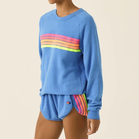 Aviator Nation Revolve Shorts Blue Neon Stripes Size Small Excellent Condition - Picture 5 of 5